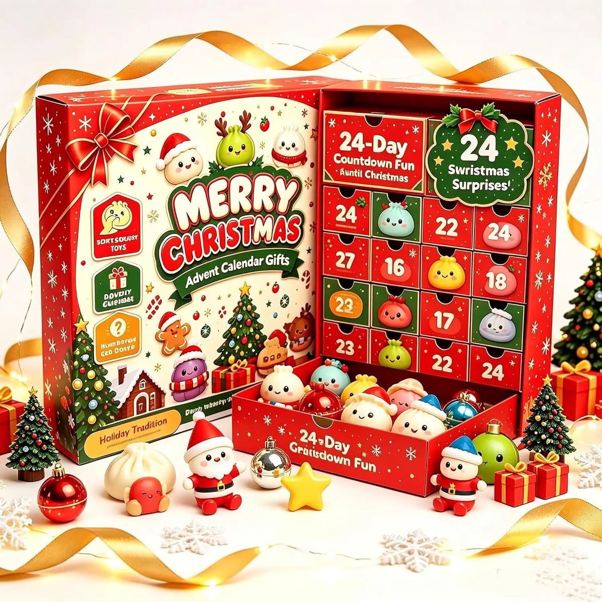 Christmas Dumpling Squishy Advent Calendar 2026 – 24-Day Countdown, Stress Relief Fidget Toy