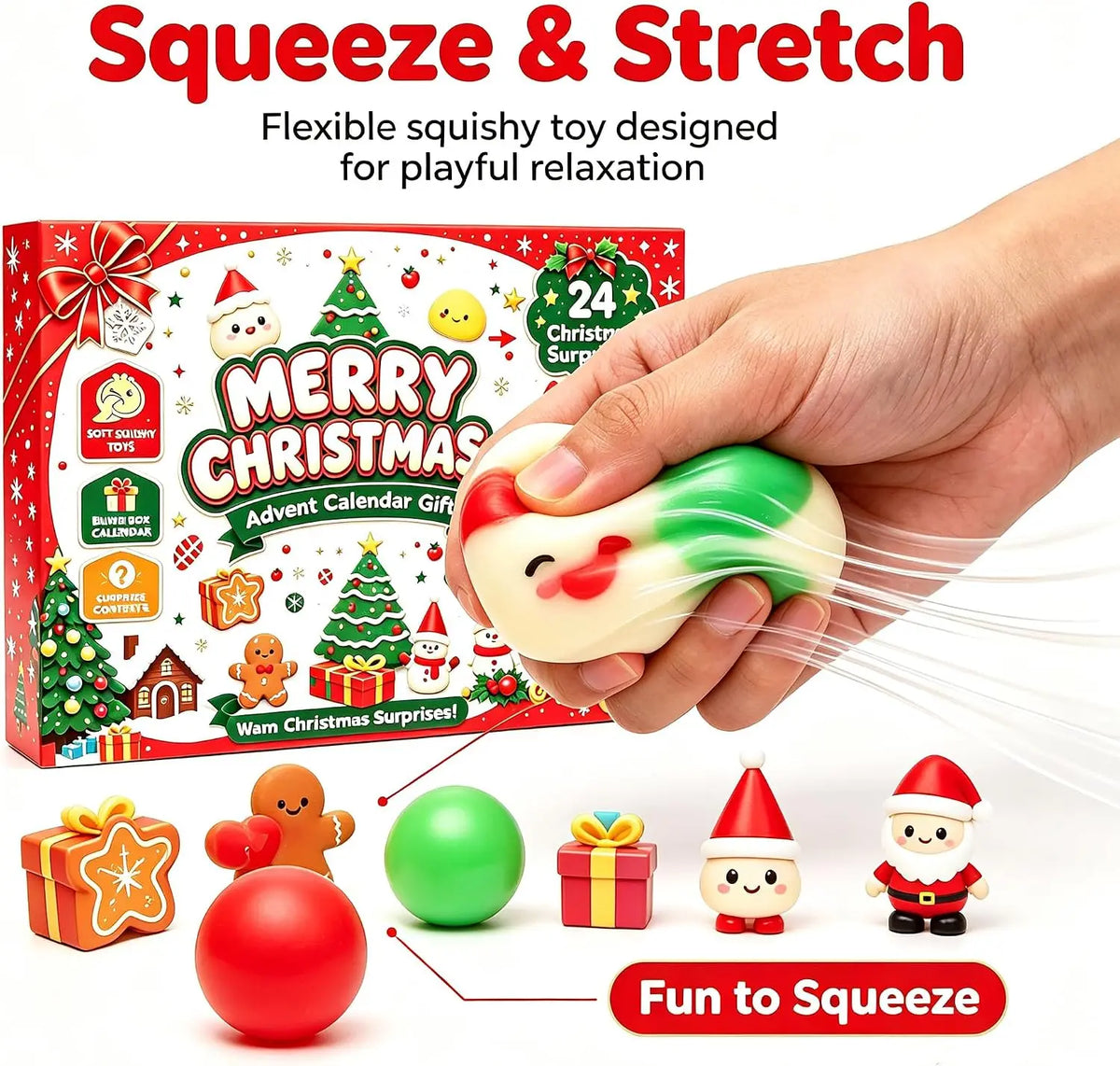 Christmas Dumpling Squishy Advent Calendar 2026 – 24-Day Countdown, Stress Relief Fidget Toy