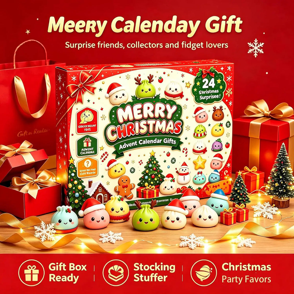Christmas Dumpling Squishy Advent Calendar 2026 – 24-Day Countdown, Stress Relief Fidget Toy