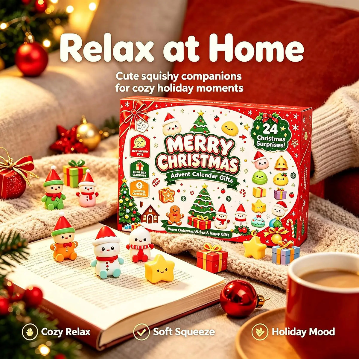 Christmas Dumpling Squishy Advent Calendar 2026 – 24-Day Countdown, Stress Relief Fidget Toy